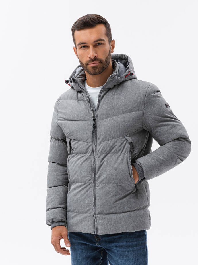 Men's winter jacket - grey melange C552