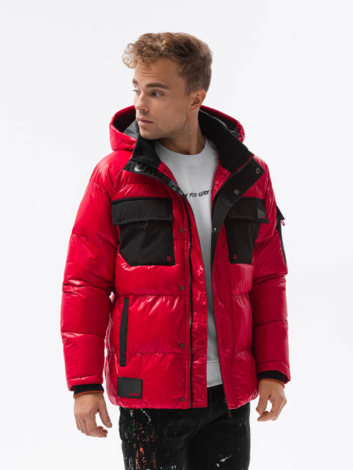 Men's winter jacket - red C457