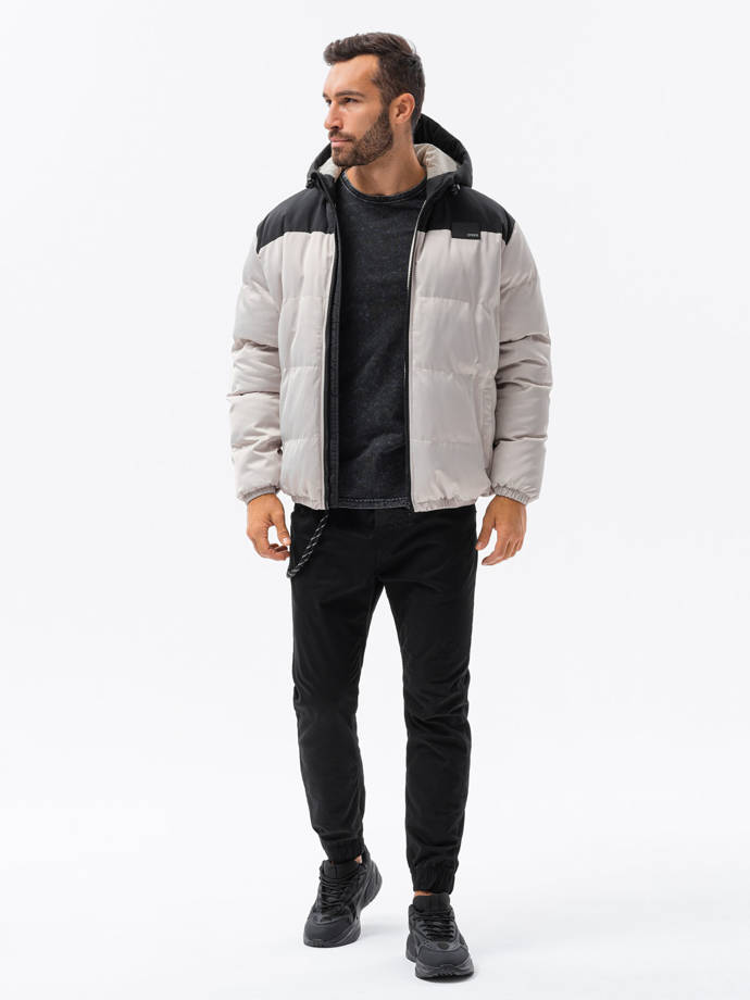 Men's winter quilted jacket - grey C458