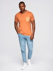 Men's cotton t-shirt with printed pocket - orange V3 OM-TSPT-0227