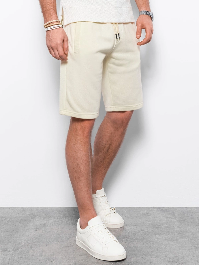 Men's short shorts with pockets - cream V18 OM-SRBS-0109