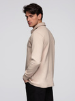 Men's structured knit polo collar sweatshirt - beige V2 OM-SSNZ-0149