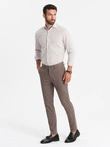 Pánské kalhoty chino REGULAR FIT - hnědé V1 OM-PACP-0183