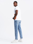Men's cotton t-shirt with contrasting two-tone print - white V2 OM-TSPT-0219 
