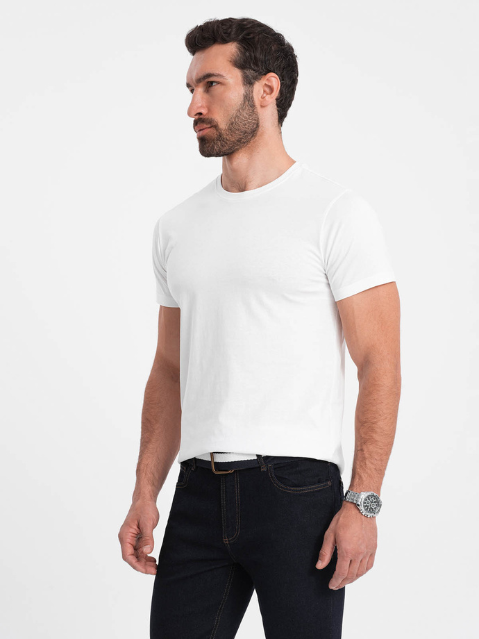 Men's BASIC classic cotton T-shirt - white V4 OM-TSBS-0146