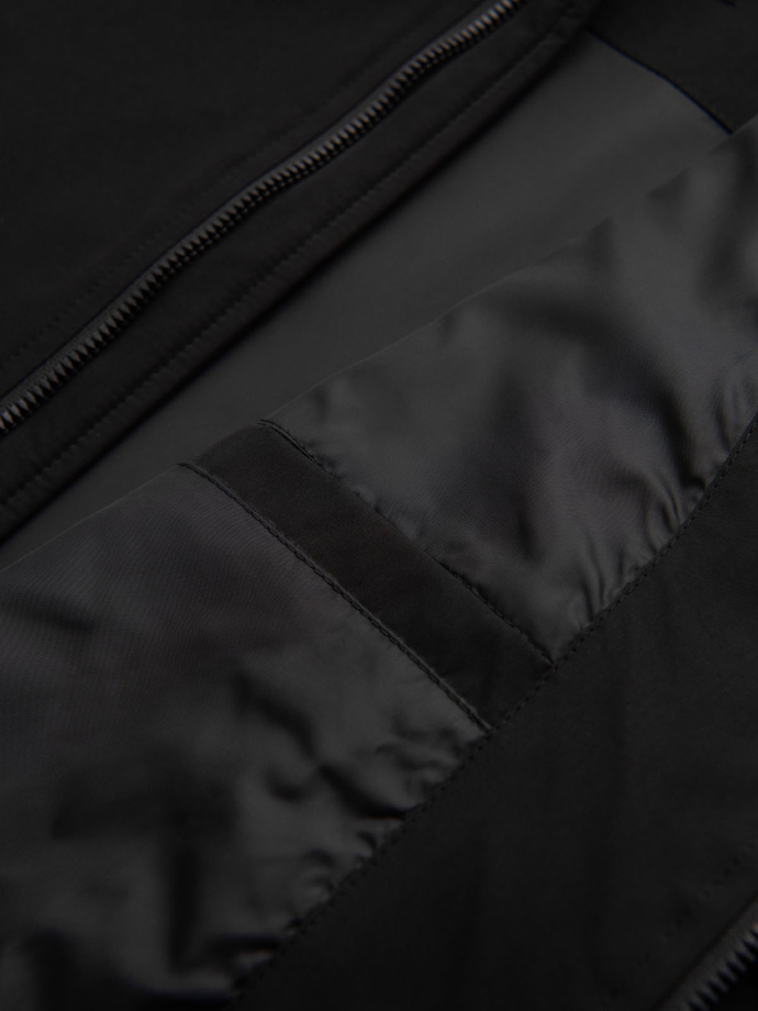 Jachetă cu glugă pentru bărbați cu guler înalt - negru V1 OM-JANP-0222