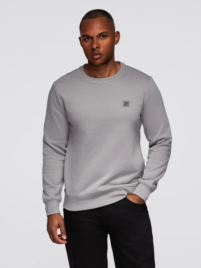 Men's classic round neck sweatshirt - grey V4 OM-SSNZ-0243