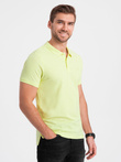 Men's pique knit polo shirt - lime green V15 S1374
