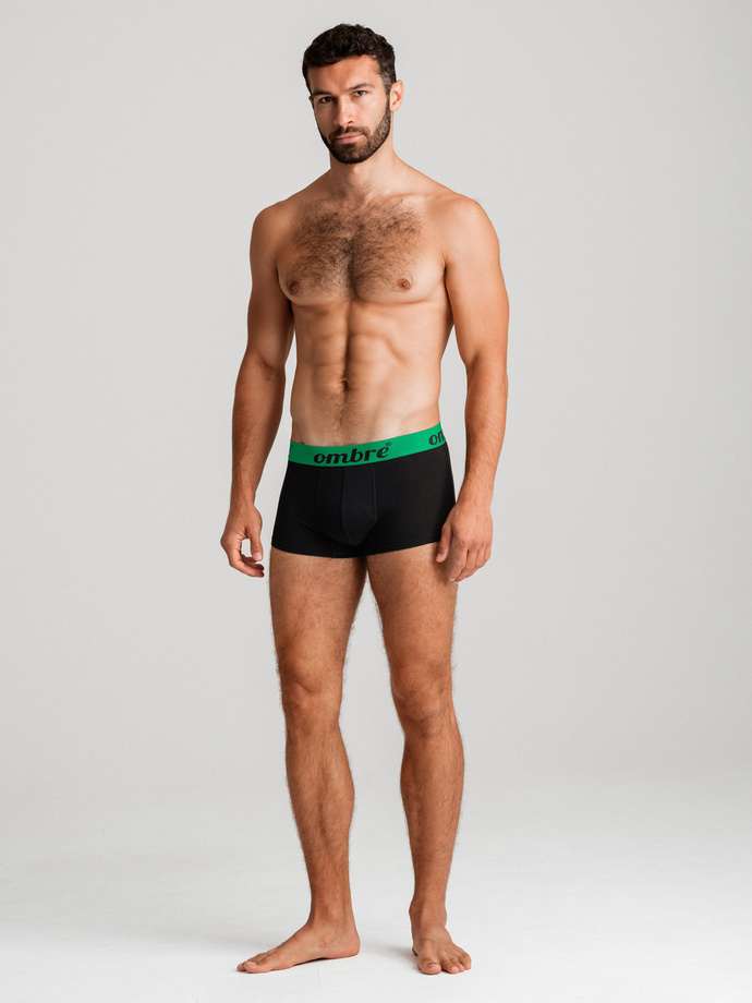 Men's cotton boxer shorts with contrasting elastic - 7-pack black V1 OM-UNBO-0100