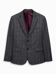Elegant men's plaid blazer with wool blend - grey V1 OM-BLZB-0137