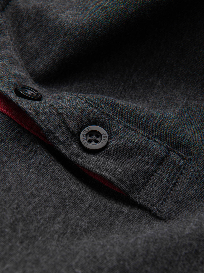 Pánské tričko s otevřeným kulatým výstřihem henley - černé V4 OM-TSCT-0155