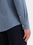 Men's SLIM FIT shirt in decorative fabric with pocket - blue OM-SHCS-0174