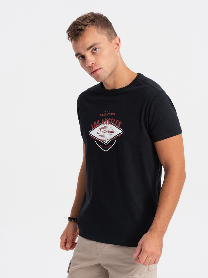 Men's printed cotton t-shirt - black V3 S1733