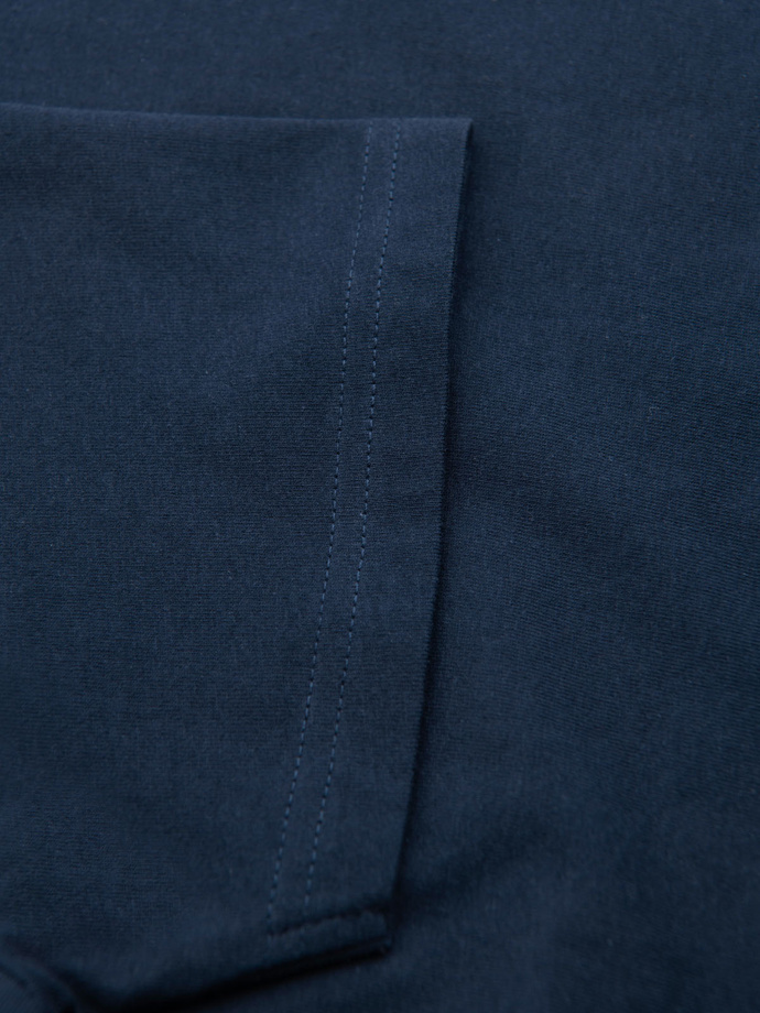 Bumbac clasic pentru bărbați BASIC tricou cu guler în V - maro V10 OM-TSBS-0145