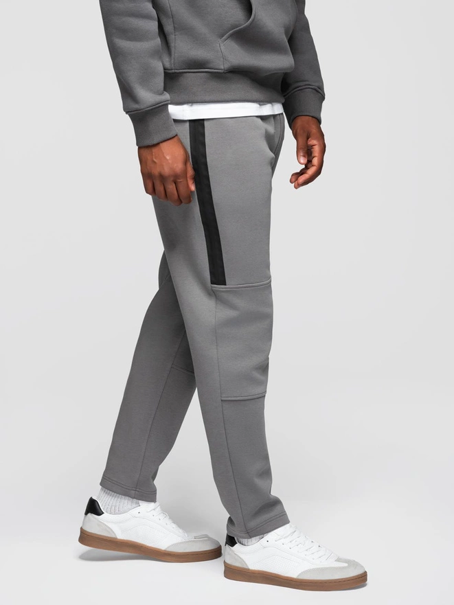 Pantaloni de trening bărbătești din tricot structurat - grafit V5 OM-PASK-0211