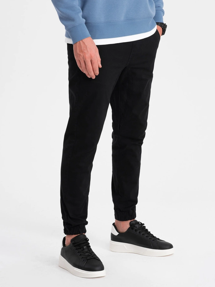 Men's fabric pants JOGGERS - black V1 P885