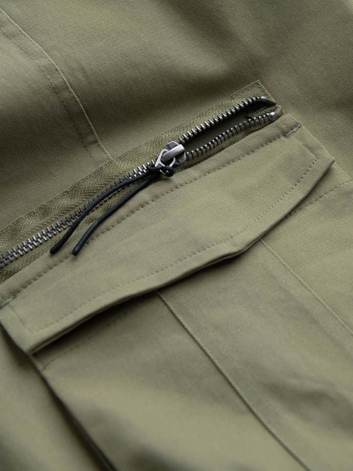 Pantaloni cargo STRAIGHT LEG pentru bărbați cu broșă triunghiulară pentru buzunare - olive V2 OM-PACG-0196