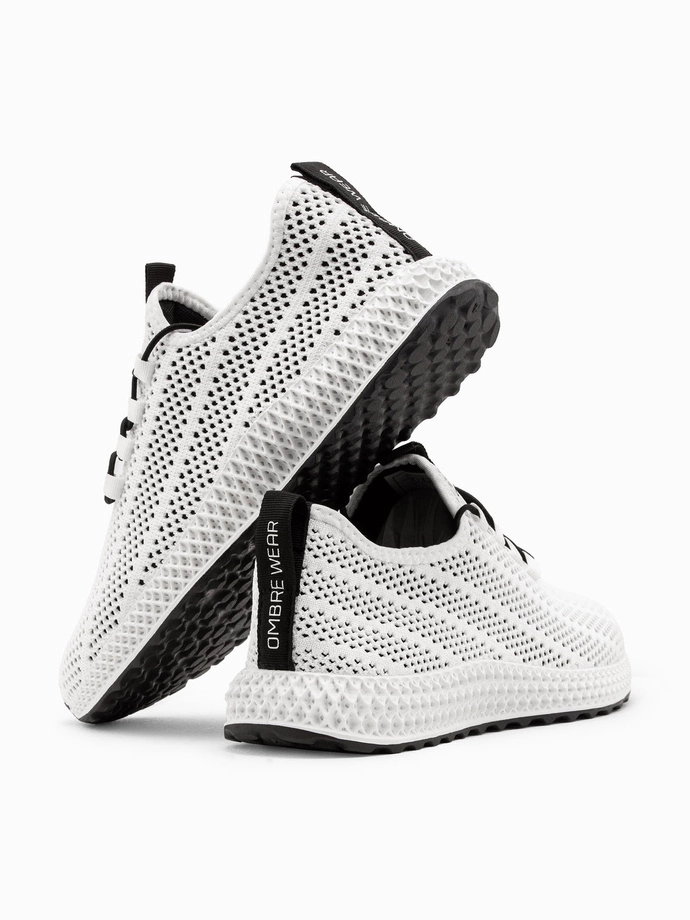 Men's mesh slip-on sneakers shoes - white V7 OM-FOKS-0117