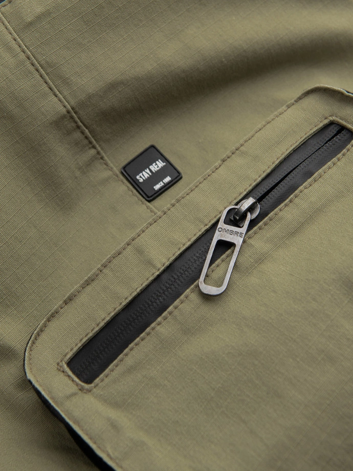 Pánske nohavice JOGGER s cargo vreckami na zips - svetlosivé V1 OM-PAJO-0135