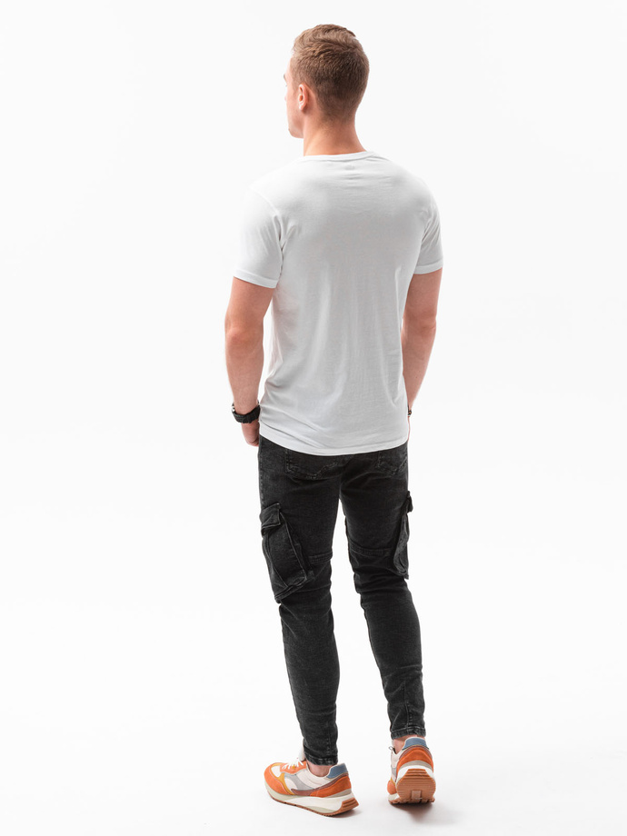 Men's printed t-shirt V-1A- white S1434