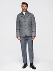 Men's jacket with a jacket cut with a fleece lining - gray V1 OM-JALP-0170