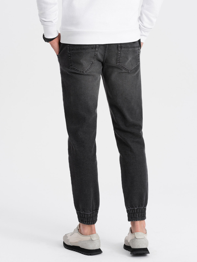 Pantaloni de bărbați JOGGER din denim cu frecare - negru V2 OM-PADJ-0150