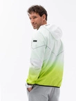 Jachetă sport pentru bărbați cu efect ombre - alb și verde lime V1 OM-JANP-0104