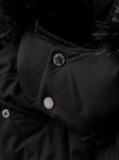 Men's quilted jacket with cut of ramoneski with hood - black V1 OM-JAHP-0252