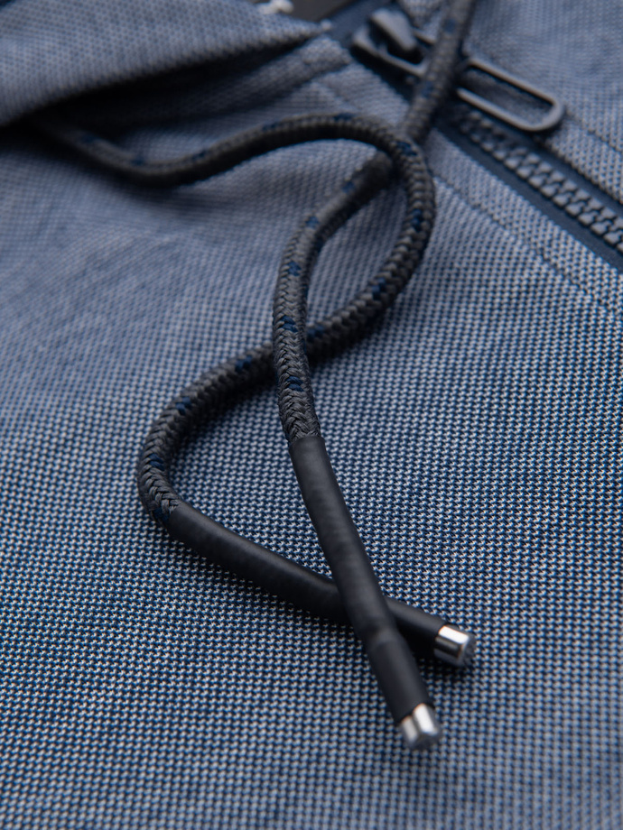 Hanorac cu glugă pentru bărbați cu structură moale - albastru marin V2 OM-SSZP-0191