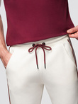 Pantaloni jogger sport pentru bărbați cu bordură - crem V2 OM-PASK-0284