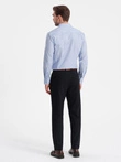 Pánska bavlnená košeľa REGULAR FIT s mikro vzorom - svetlomodrá V2 OM-SHCS-0152