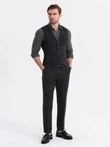 Fitted structured men's vest with patch pockets - black V1 OM-BLZV-0146