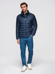 Men's quilted jacket with two fasteners - navy blue V1 OM-JALP-0231