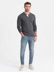 Men's longsleeve with buttons at the neckline - graphite V9 OM-LSCL-0107