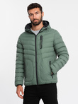 Men's sports quilted jacket with contrasting zipper - khaki V6 OM-JALP-0179