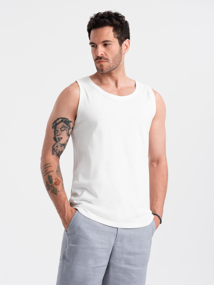 Tricou de bumbac pentru bărbați BASIC - alb V1 OM-TSBT-0192