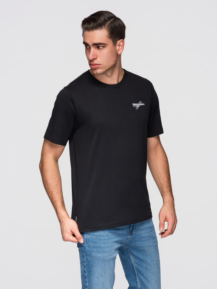 Tricou bărbătesc din bumbac cu logo dublu imprimat - alb V1 OM-TSPT-0211 