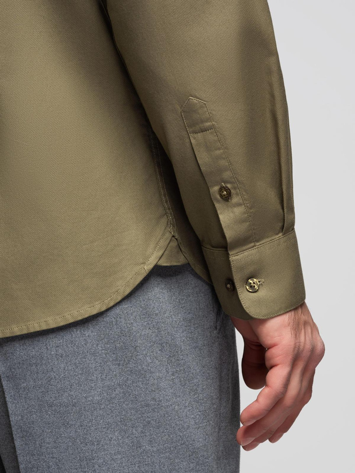 Men's cotton shirt with pocket - olive V2 K695