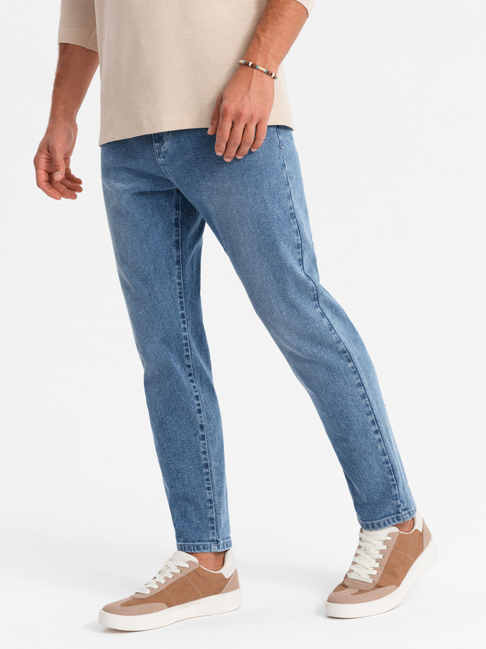 Pantaloni din denim CARROT FIT pentru bărbați cu frecare subtilă - albastru V1 OM-PADP-0162