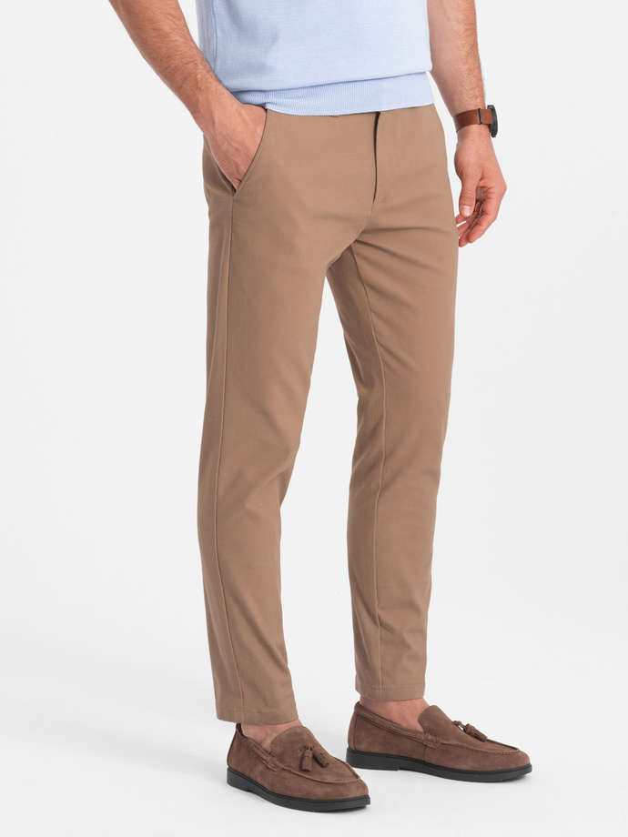 Vyriškos SLIM FIT chino kelnės - šviesiai rudos spalvos V2 OM-PACP-0186