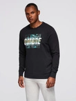 Men's printed sweatshirt worn over the head - black V3 OM-SSPS-0156