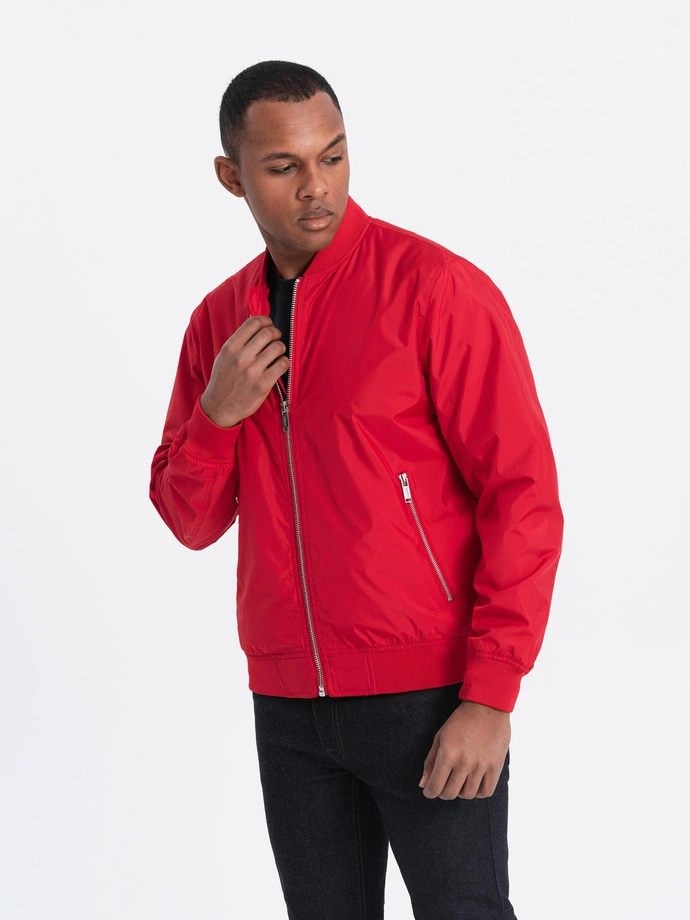 Men's bomber jacket seamed - red V14 OM-JANP-0115