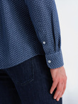 Cămașă bărbătească din bumbac cu model SLIM FIT - albastru marin V6 OM-SHCS-0151