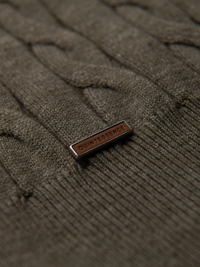 Men's turtleneck sweater with checkered weave - olive V2 OM-SWTN-0157