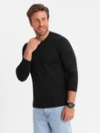 Men's unprinted longsleeve with a crew neckline - black V6 OM-LSBL-0108