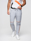 Men's sweatpants with contrast stitching - grey melange V3 OM-PASK-0145