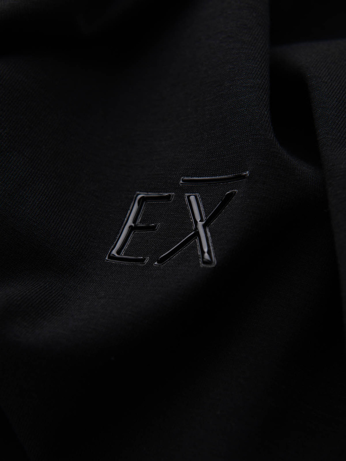 Vyriški SLIM FIT marškinėliai su elastanu ir spauda - juodi V1 OM-TSBC-0222 