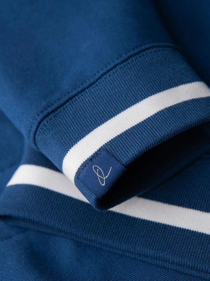 Vyriški marškinėliai su kontrastingomis detalėmis ir raglano rankovėmis - tamsiai mėlyni V1 OM-SSNZ-0244