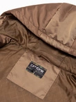 Pánska dlhá zimná prešívaná bunda so saténovým povrchom - svetlohnedá V2 OM-JALJ-0147