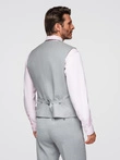 Men's suit vest with collar - light grey V1 OM-BLZV-0109